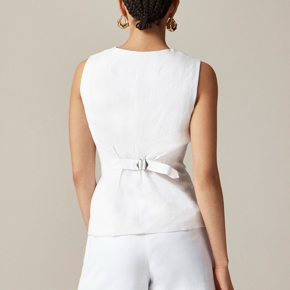 J.CREW White Cutaway vest top in 100% linen Size 14 - Picture 3 of 4